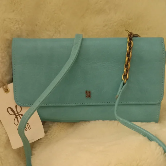 HOBO Rubie Light Aqua Leather Crossbody Bag